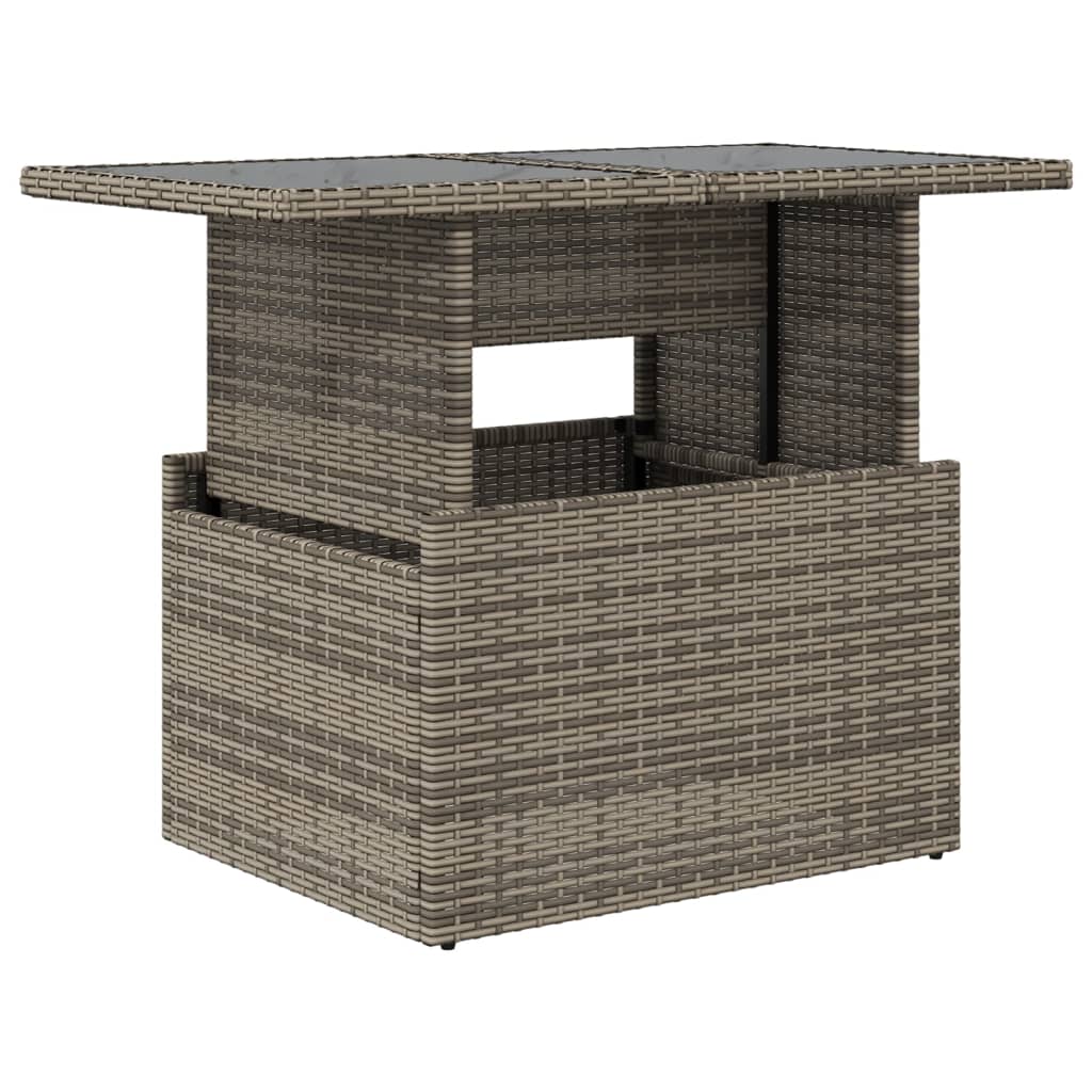 Tuintafel met glazen blad 100x55x73 cm poly rattan grijs Tuintafels | Creëer jouw Trendy Thuis | Gratis bezorgd & Retour | Trendy.nl