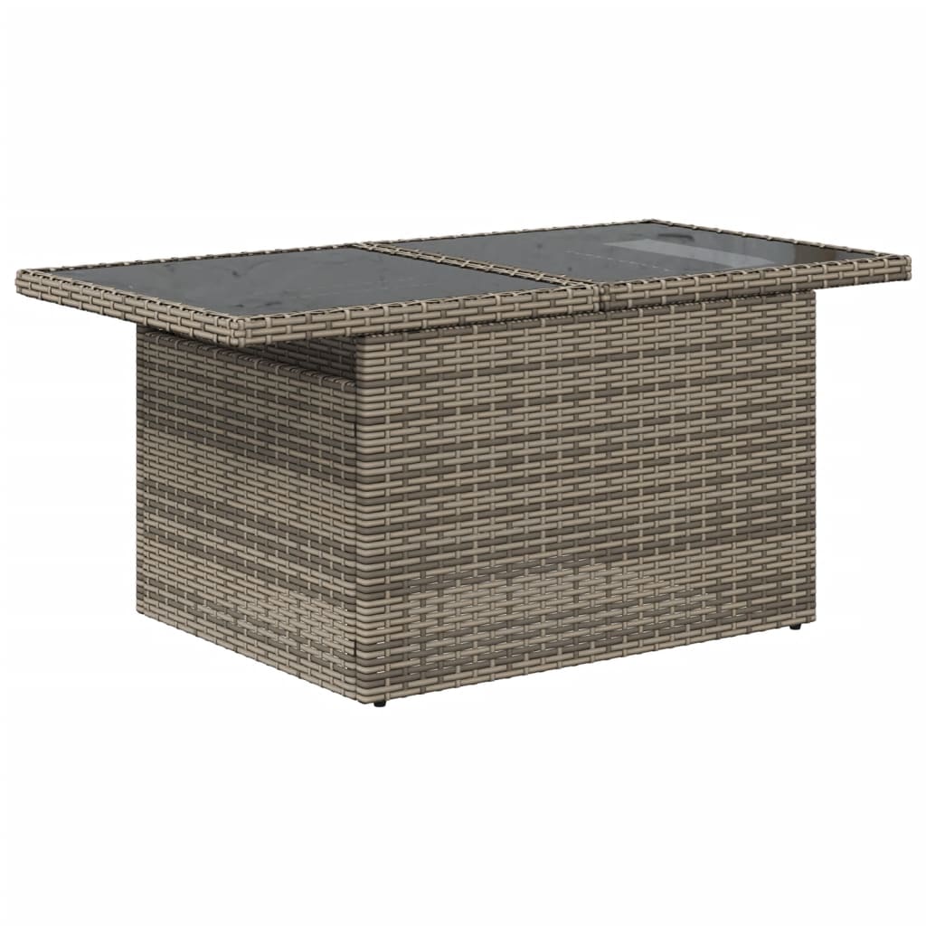 Tuintafel met glazen blad 100x55x73 cm poly rattan grijs Tuintafels | Creëer jouw Trendy Thuis | Gratis bezorgd & Retour | Trendy.nl