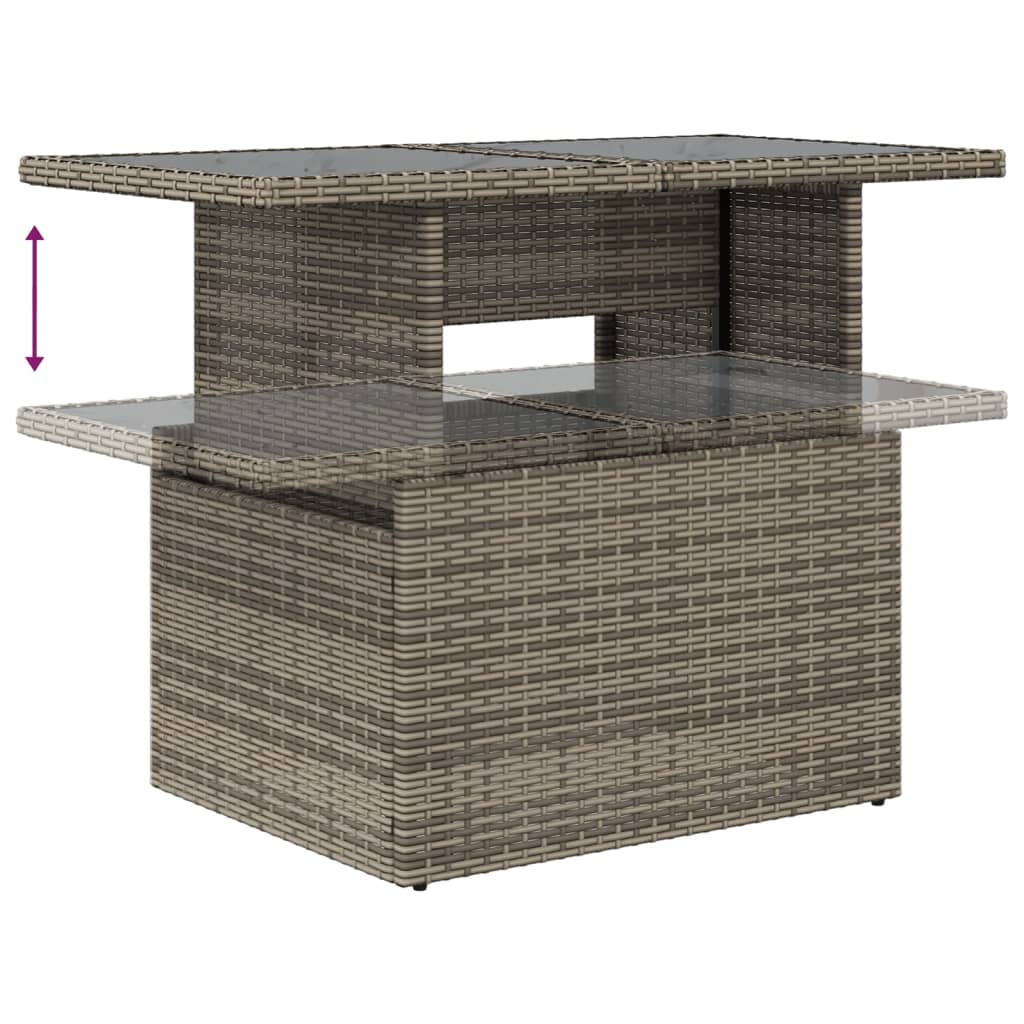 Tuintafel met glazen blad 100x55x73 cm poly rattan grijs Tuintafels | Creëer jouw Trendy Thuis | Gratis bezorgd & Retour | Trendy.nl