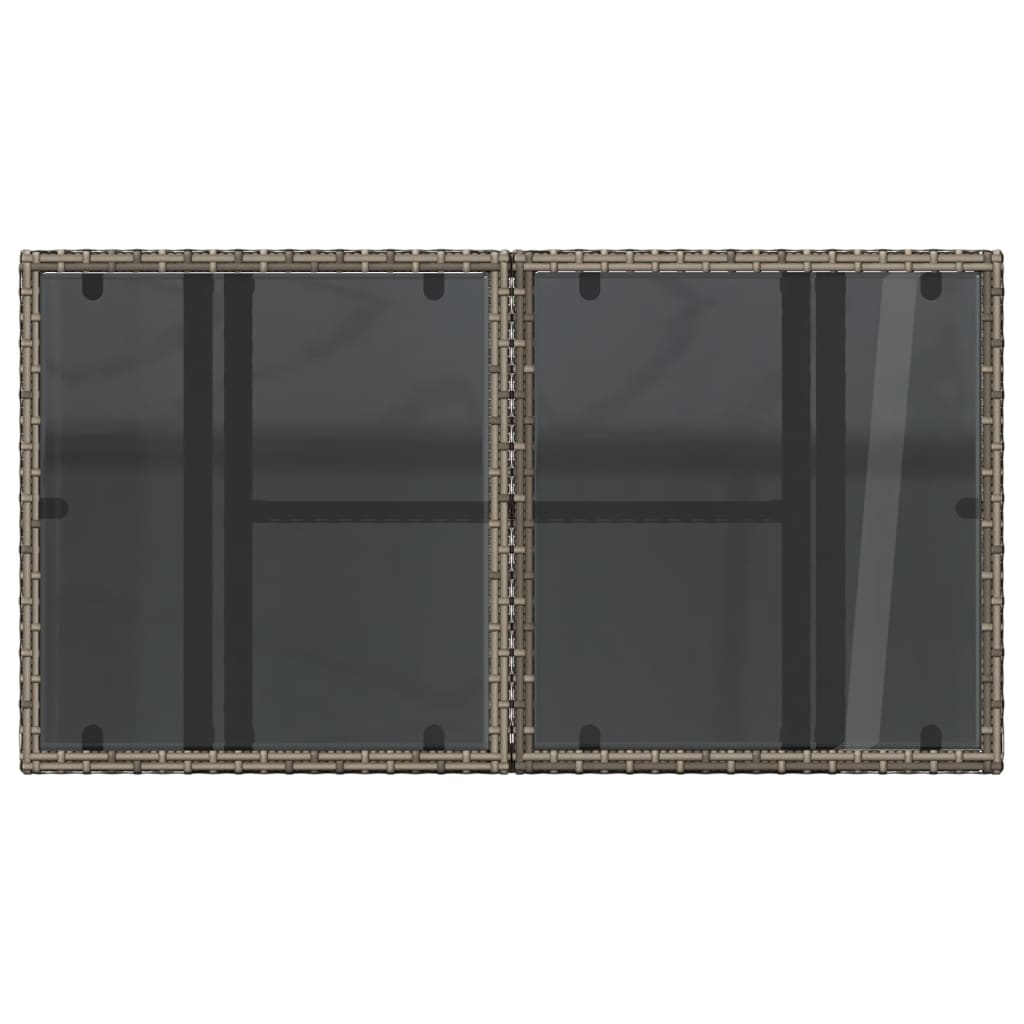 Tuintafel met glazen blad 100x55x73 cm poly rattan grijs Tuintafels | Creëer jouw Trendy Thuis | Gratis bezorgd & Retour | Trendy.nl