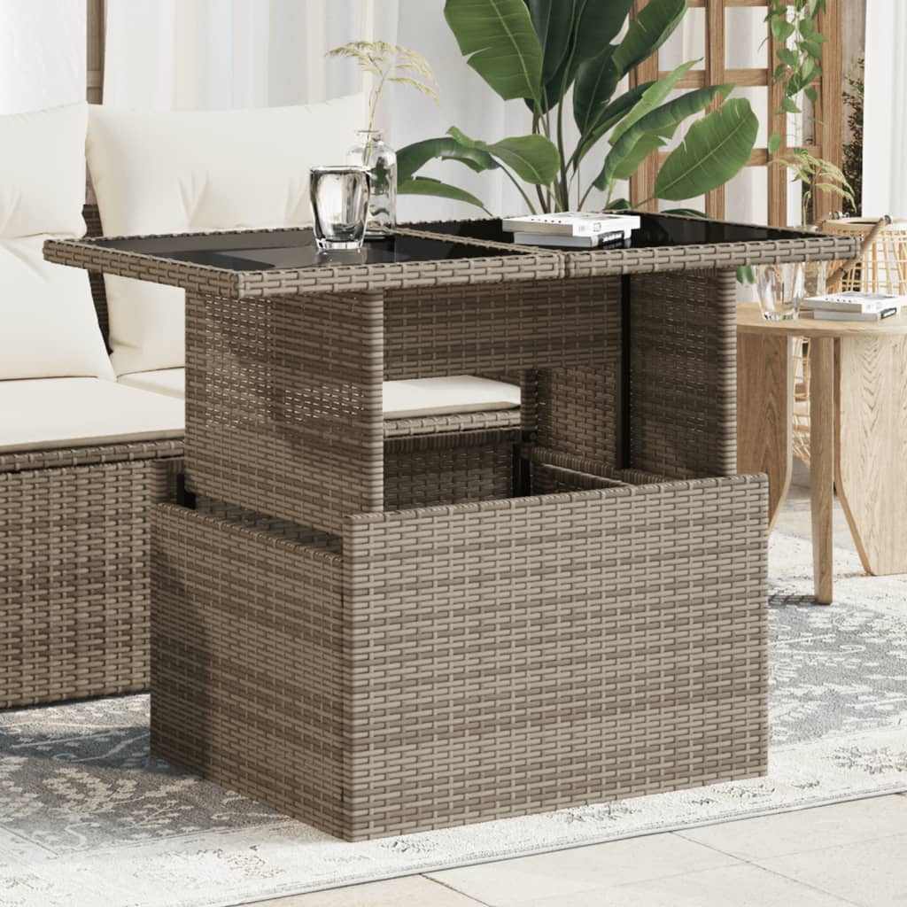 Tuintafel met glazen blad 100x55x73 cm poly rattan grijs Tuintafels | Creëer jouw Trendy Thuis | Gratis bezorgd & Retour | Trendy.nl