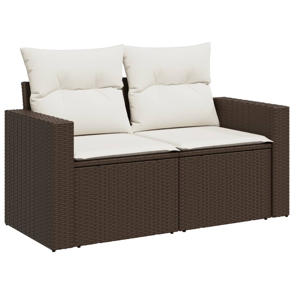 Tuinbank 2-zits met kussens poly rattan bruin Loungebanken | Creëer jouw Trendy Thuis | Gratis bezorgd & Retour | Trendy.nl