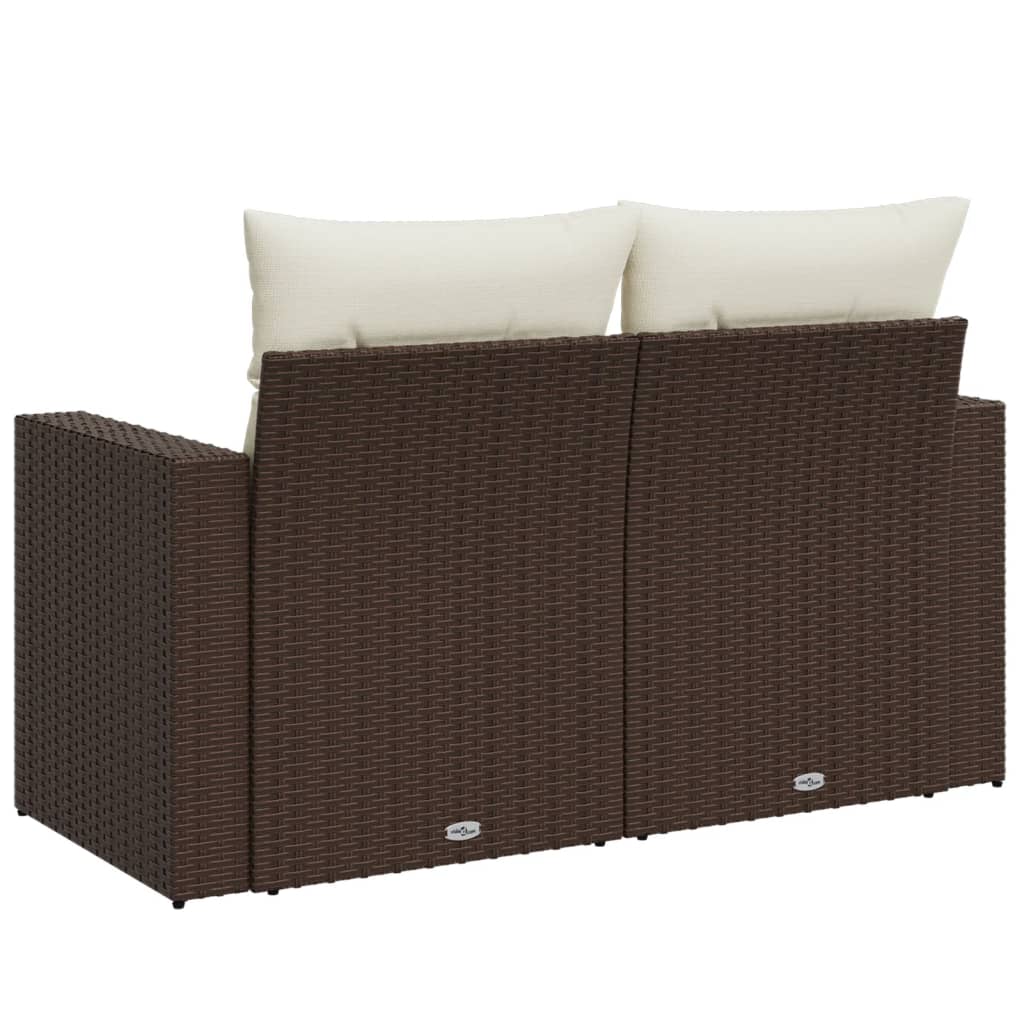 Tuinbank 2-zits met kussens poly rattan bruin Loungebanken | Creëer jouw Trendy Thuis | Gratis bezorgd & Retour | Trendy.nl