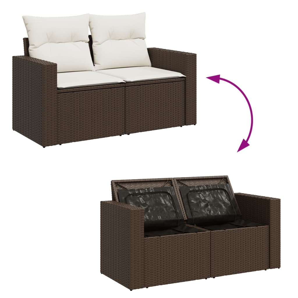 Tuinbank 2-zits met kussens poly rattan bruin Loungebanken | Creëer jouw Trendy Thuis | Gratis bezorgd & Retour | Trendy.nl