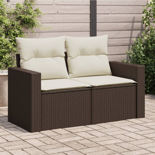 Tuinbank 2-zits met kussens poly rattan bruin Loungebanken | Creëer jouw Trendy Thuis | Gratis bezorgd & Retour | Trendy.nl