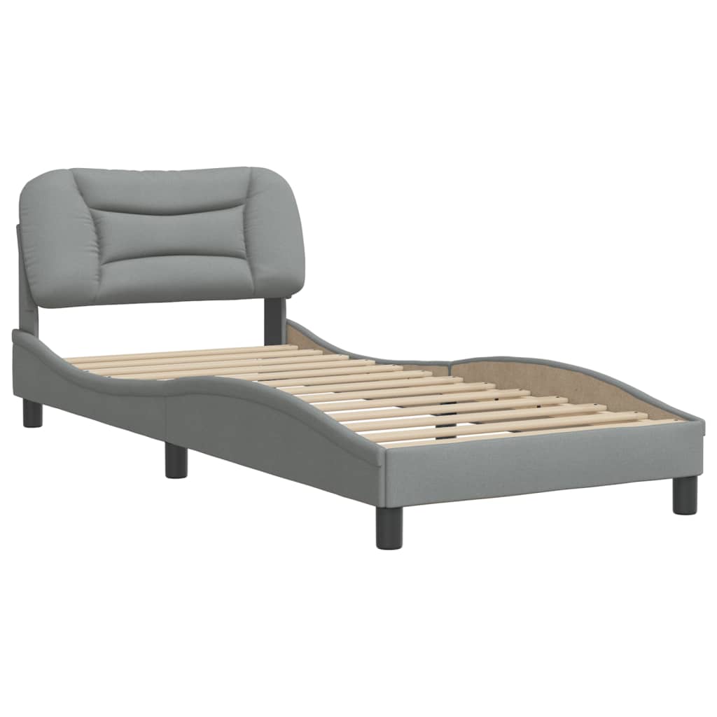 Bedframe met hoofdbord stof lichtgrijs 90x190 cm Bedden & bedframes | Creëer jouw Trendy Thuis | Gratis bezorgd & Retour | Trendy.nl