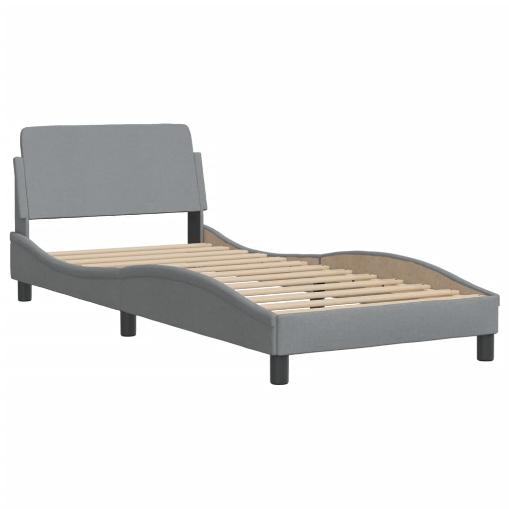 Bedframe met hoofdbord stof lichtgrijs 90x190 cm Bedden & bedframes | Creëer jouw Trendy Thuis | Gratis bezorgd & Retour | Trendy.nl