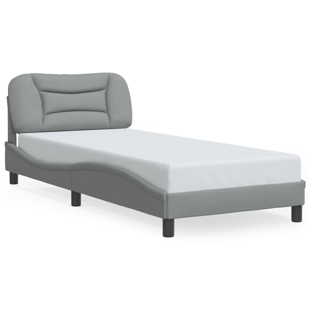 Bedframe met hoofdbord stof lichtgrijs 90x190 cm Bedden & bedframes | Creëer jouw Trendy Thuis | Gratis bezorgd & Retour | Trendy.nl