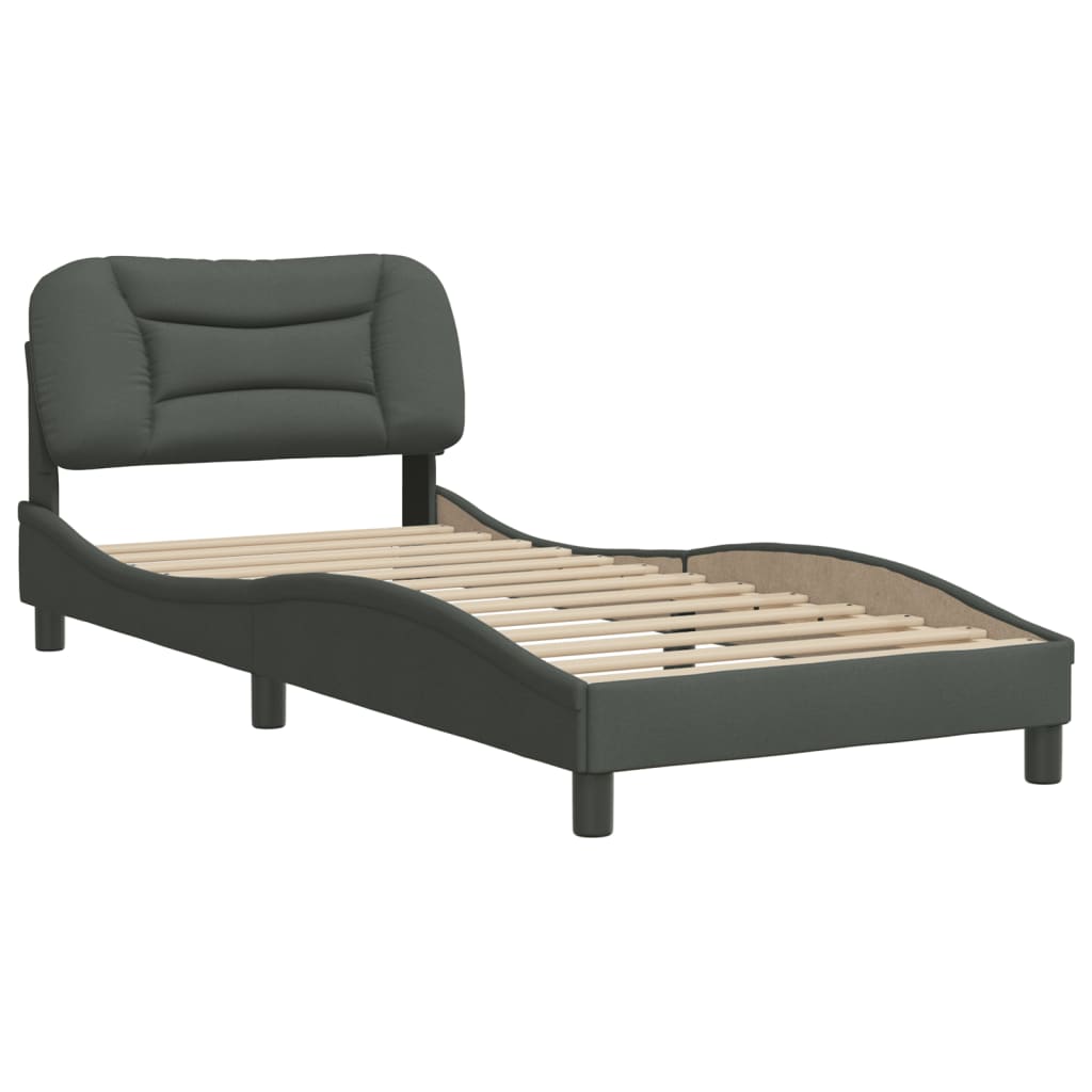 Bedframe met hoofdbord stof donkergrijs 90x190 cm Bedden & bedframes | Creëer jouw Trendy Thuis | Gratis bezorgd & Retour | Trendy.nl