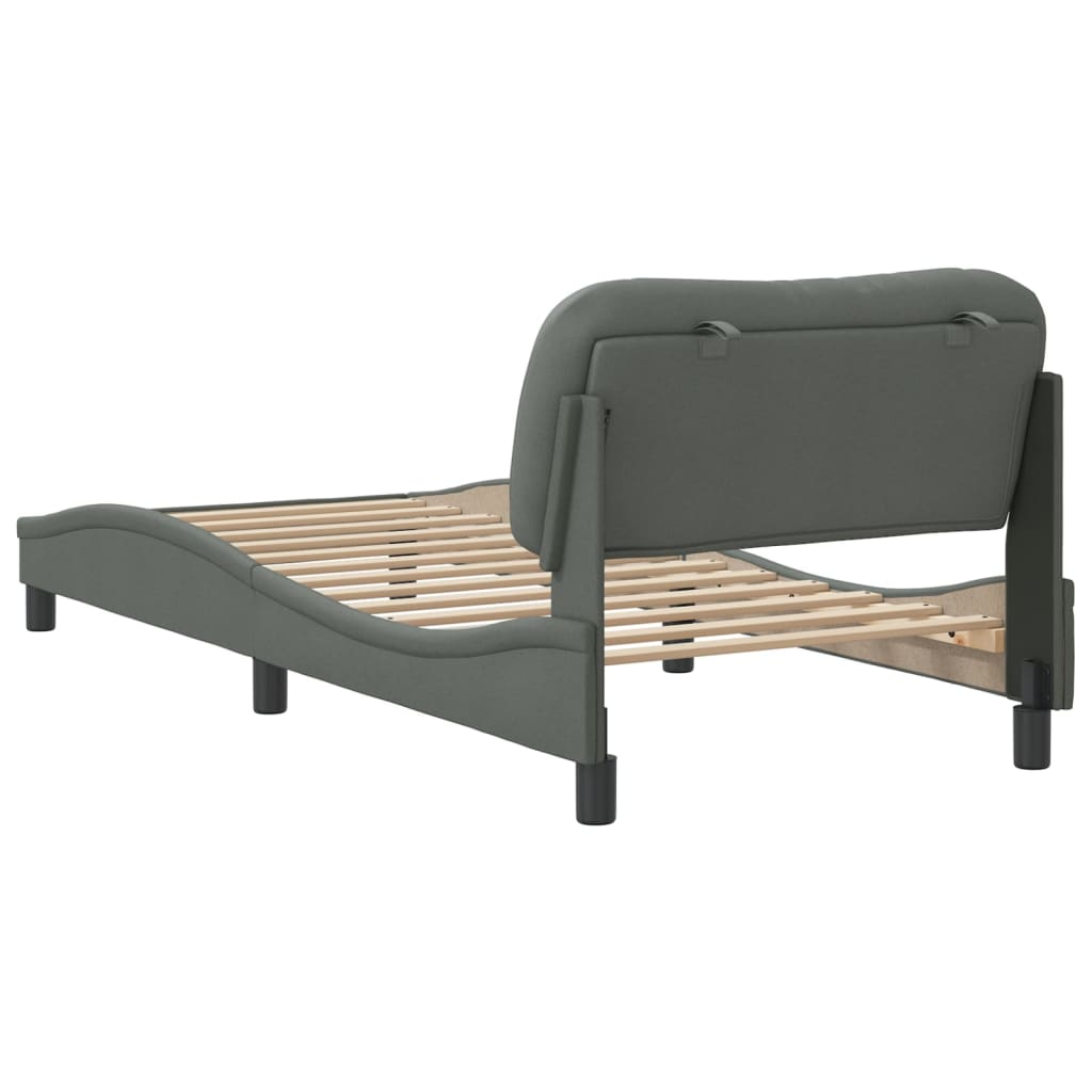 Bedframe met hoofdbord stof donkergrijs 90x190 cm Bedden & bedframes | Creëer jouw Trendy Thuis | Gratis bezorgd & Retour | Trendy.nl