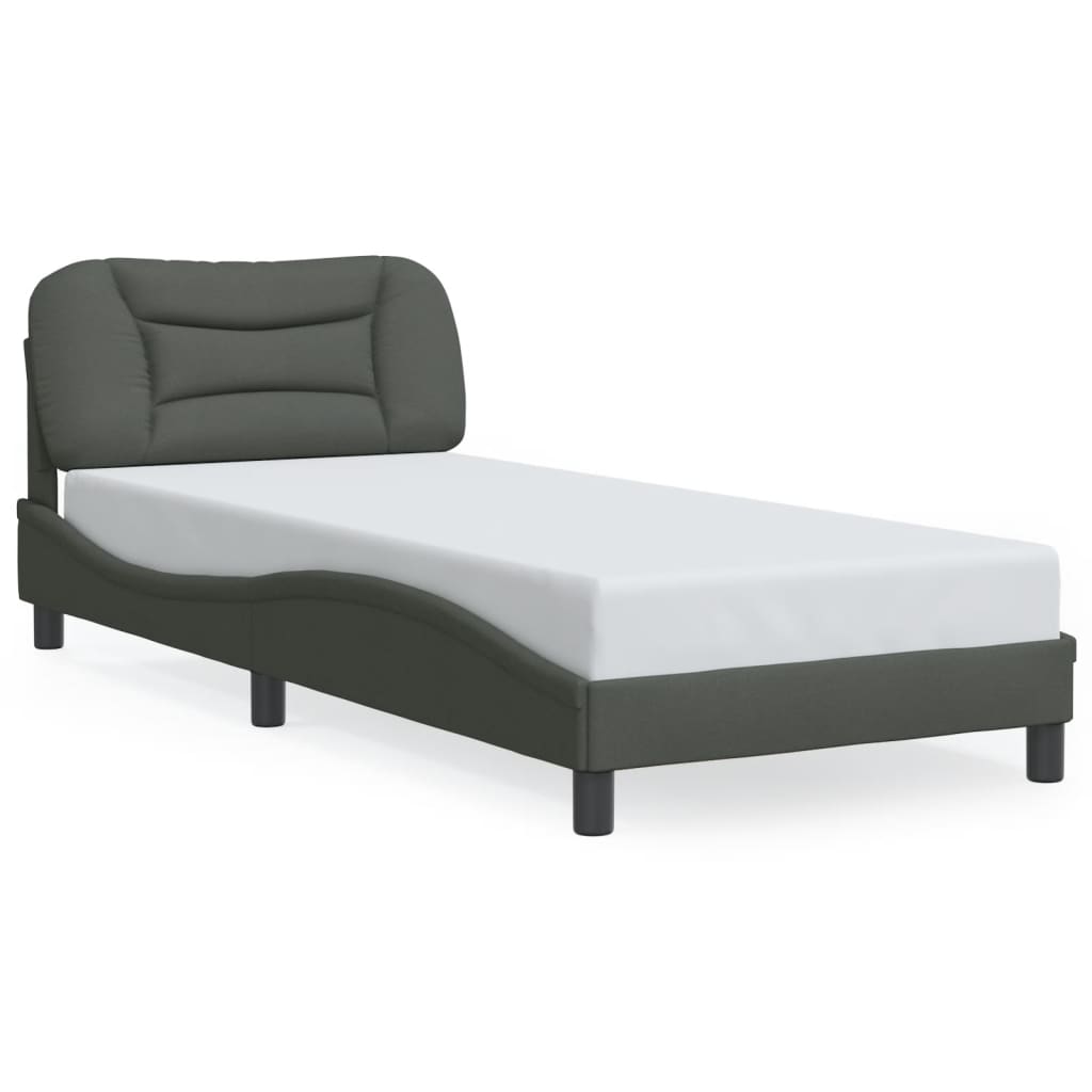 Bedframe met hoofdbord stof donkergrijs 90x190 cm Bedden & bedframes | Creëer jouw Trendy Thuis | Gratis bezorgd & Retour | Trendy.nl