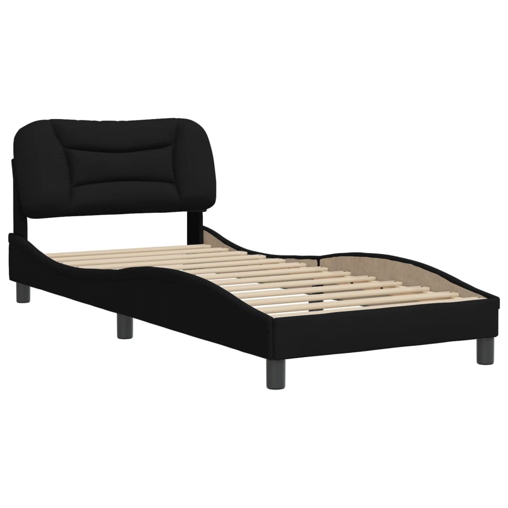 Bedframe met hoofdbord stof zwart 90x190 cm Bedden & bedframes | Creëer jouw Trendy Thuis | Gratis bezorgd & Retour | Trendy.nl