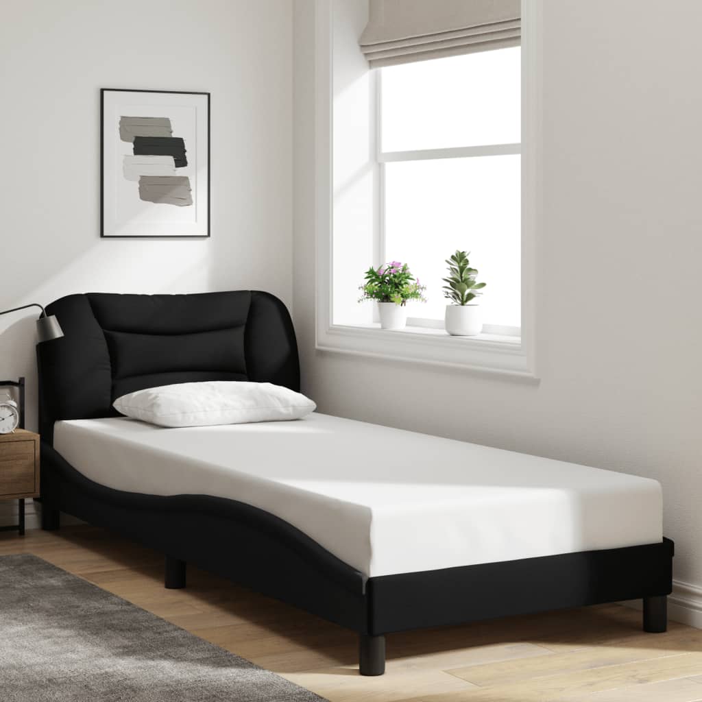 Bedframe met hoofdbord stof zwart 90x190 cm Bedden & bedframes | Creëer jouw Trendy Thuis | Gratis bezorgd & Retour | Trendy.nl