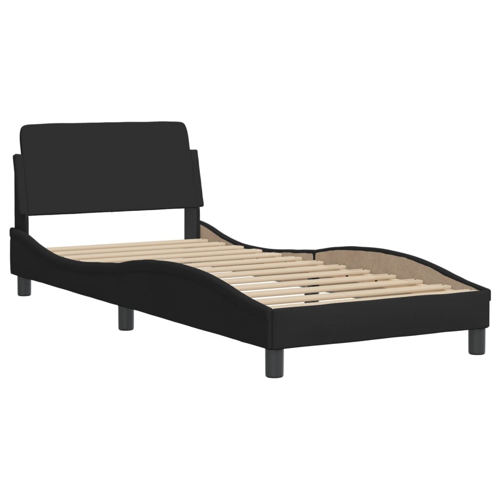 Bedframe met hoofdbord stof zwart 90x190 cm Bedden & bedframes | Creëer jouw Trendy Thuis | Gratis bezorgd & Retour | Trendy.nl