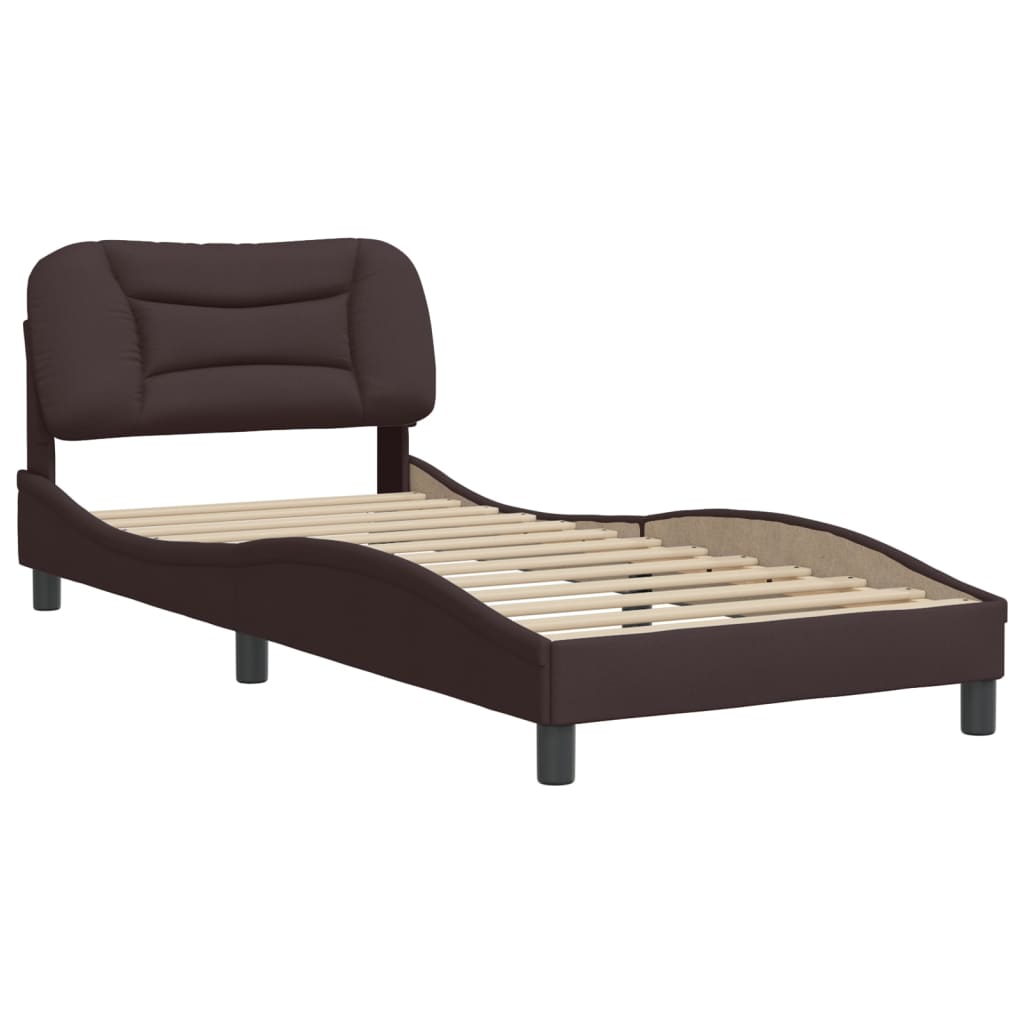 Bedframe met hoofdbord stof donkerbruin 90x190 cm Bedden & bedframes | Creëer jouw Trendy Thuis | Gratis bezorgd & Retour | Trendy.nl