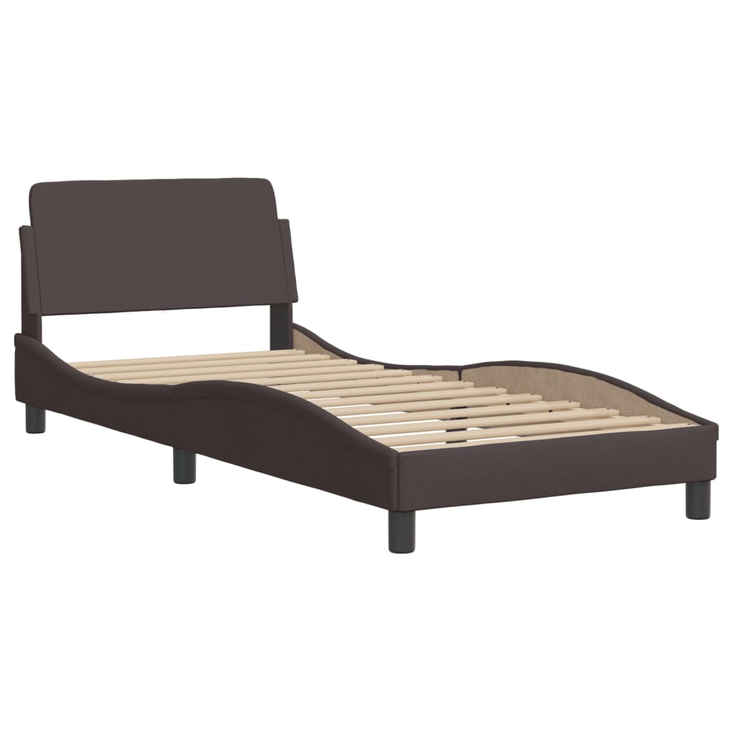 Bedframe met hoofdbord stof donkerbruin 90x190 cm Bedden & bedframes | Creëer jouw Trendy Thuis | Gratis bezorgd & Retour | Trendy.nl