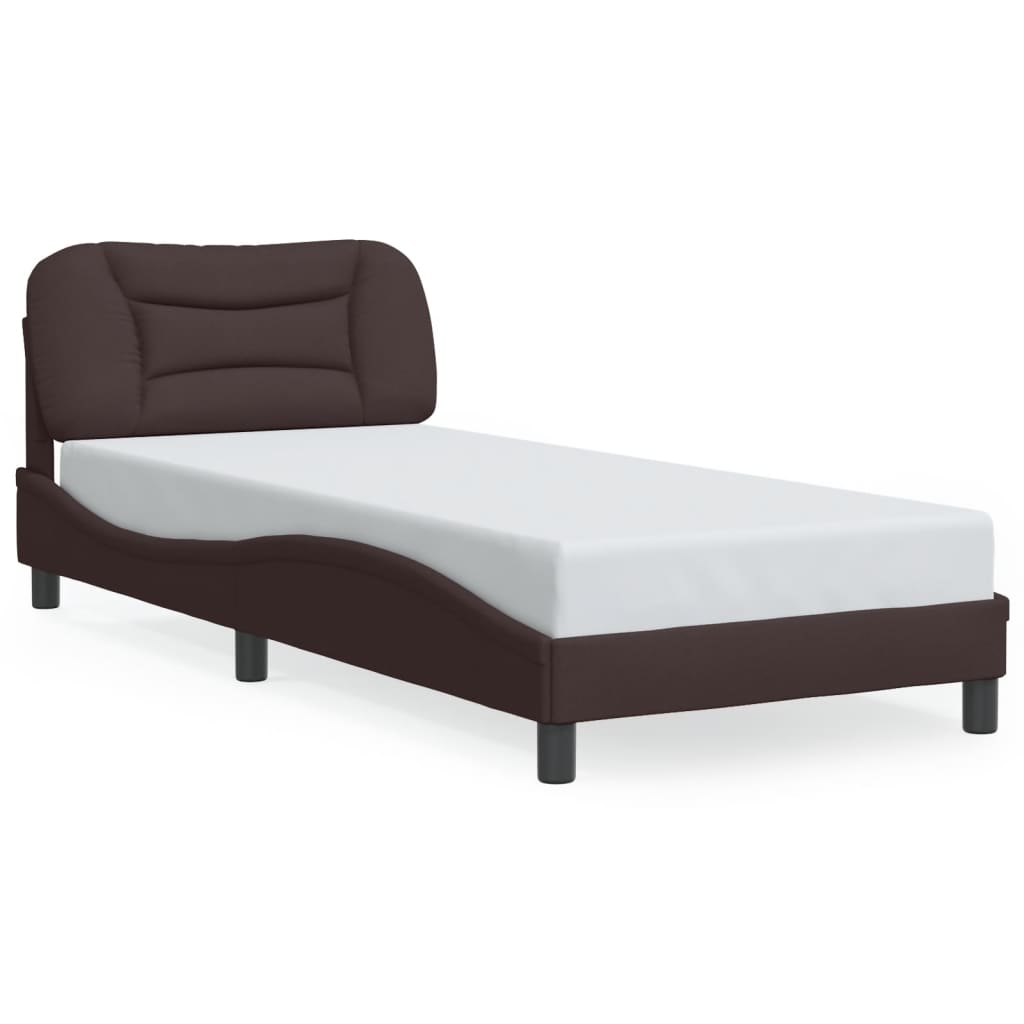 Bedframe met hoofdbord stof donkerbruin 90x190 cm Bedden & bedframes | Creëer jouw Trendy Thuis | Gratis bezorgd & Retour | Trendy.nl