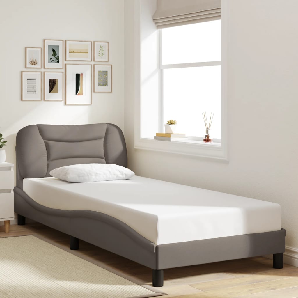 Bedframe met hoofdbord stof taupe 90x190 cm Bedden & bedframes | Creëer jouw Trendy Thuis | Gratis bezorgd & Retour | Trendy.nl