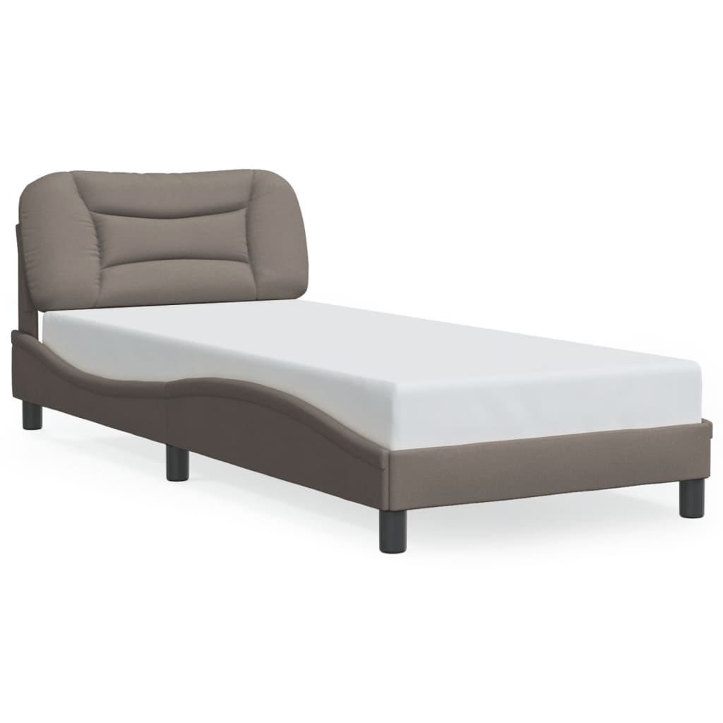 Bedframe met hoofdbord stof taupe 90x190 cm Bedden & bedframes | Creëer jouw Trendy Thuis | Gratis bezorgd & Retour | Trendy.nl