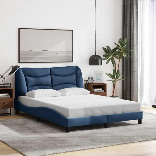 Bedframe met hoofdbord stof blauw 120x200 cm