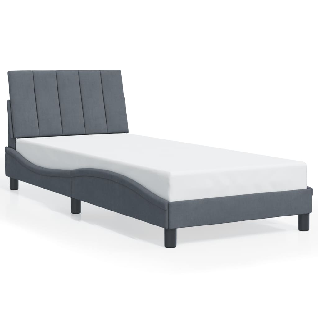 Bedframe zonder matras 90x190 cm fluweel donkergrijs