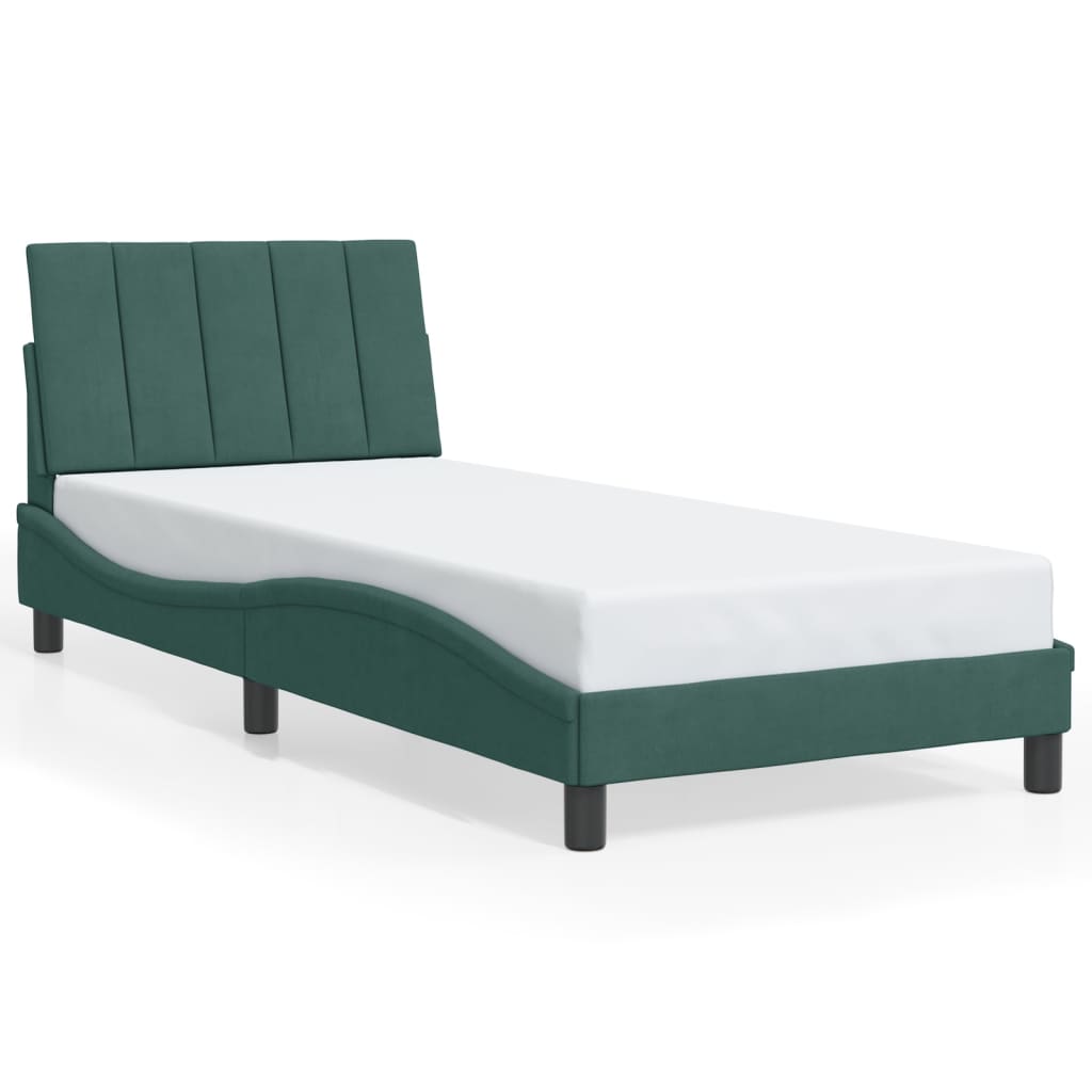 Bedframe zonder matras 90x190 cm fluweel donkergroen