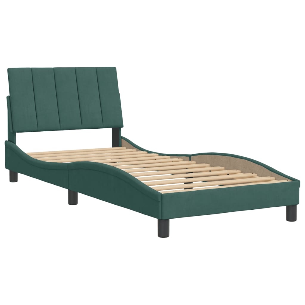 Bedframe zonder matras 90x190 cm fluweel donkergroen