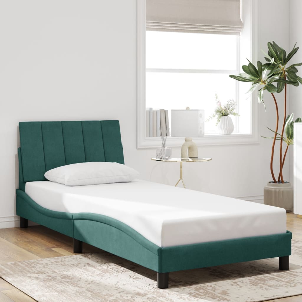 Bedframe zonder matras 90x190 cm fluweel donkergroen