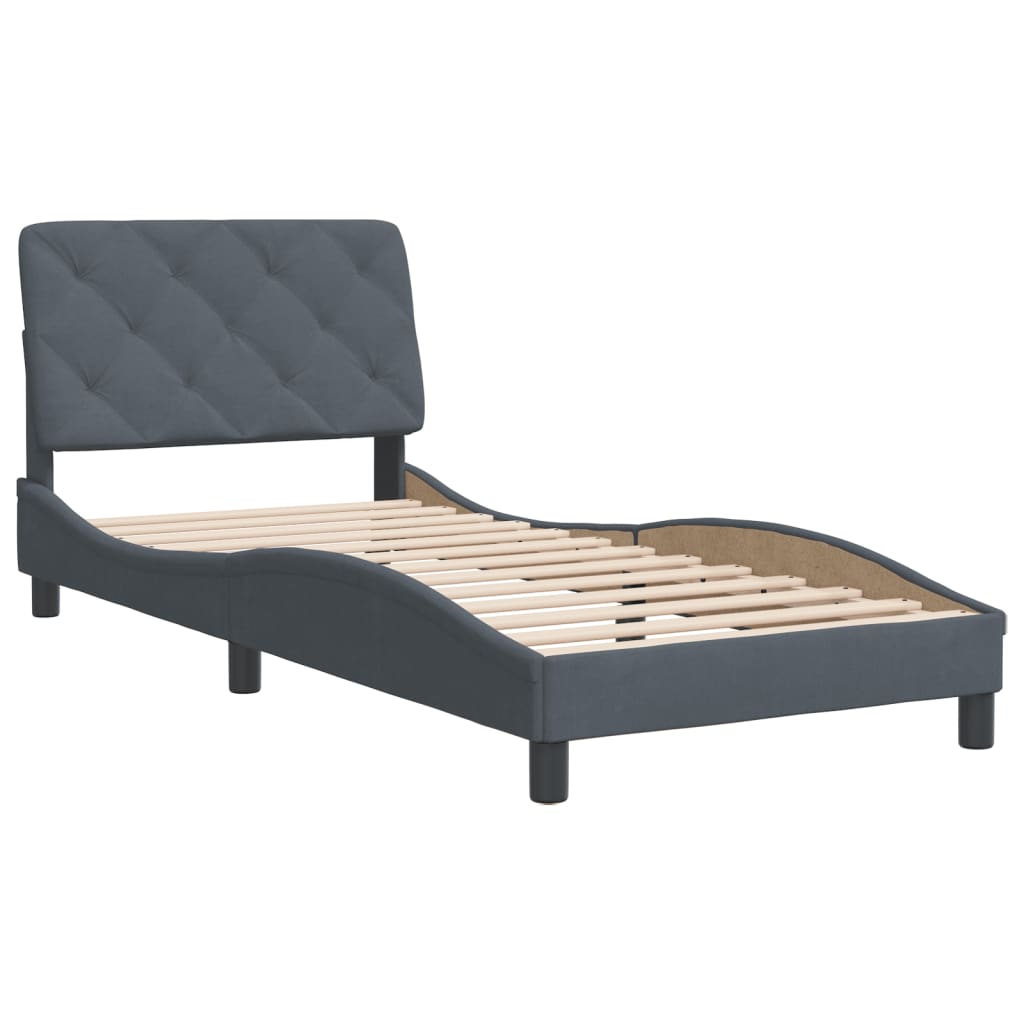 Bedframe met hoofdeinde fluweel donkergrijs 90x190 cm Bedden & bedframes | Creëer jouw Trendy Thuis | Gratis bezorgd & Retour | Trendy.nl