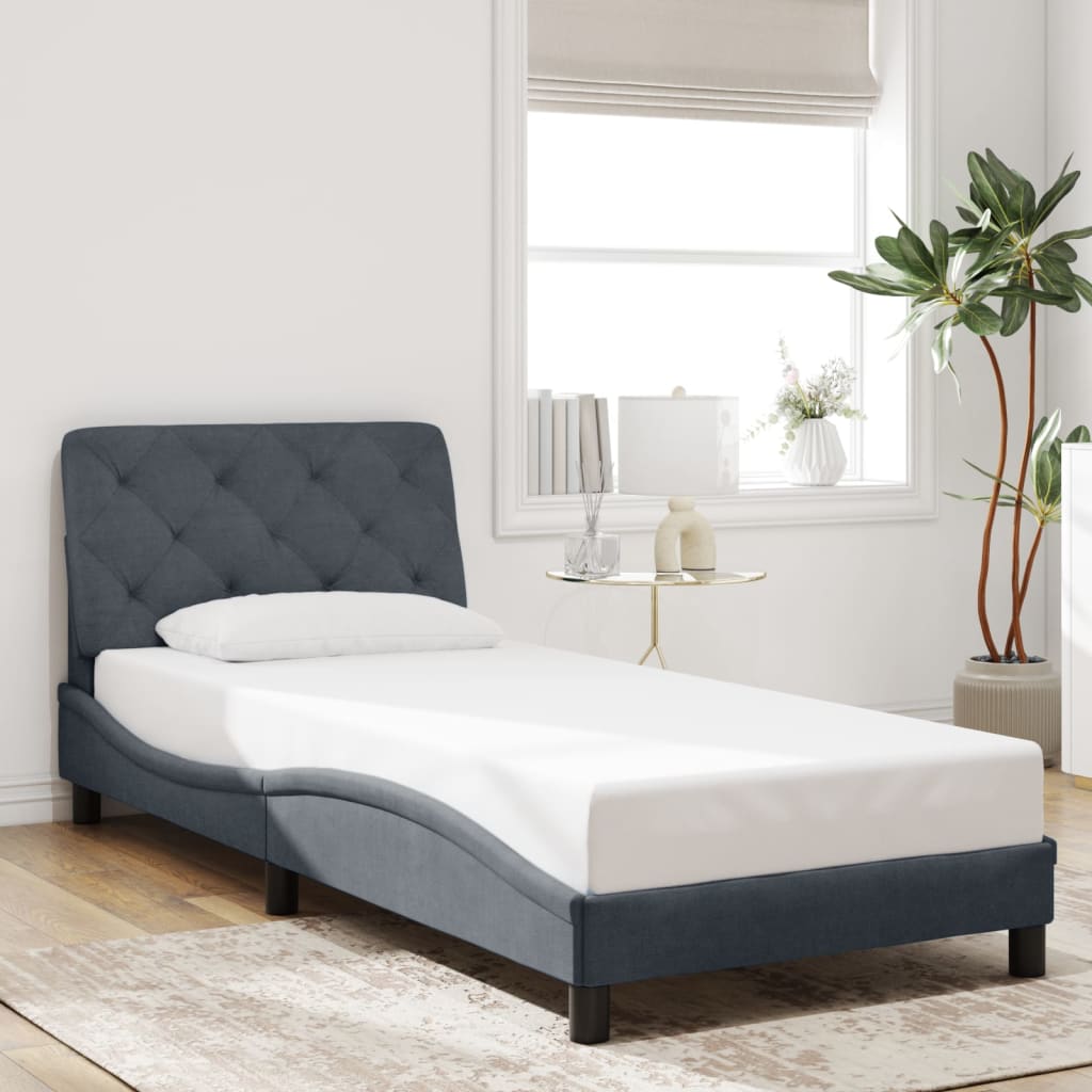 Bedframe met hoofdeinde fluweel donkergrijs 90x190 cm Bedden & bedframes | Creëer jouw Trendy Thuis | Gratis bezorgd & Retour | Trendy.nl