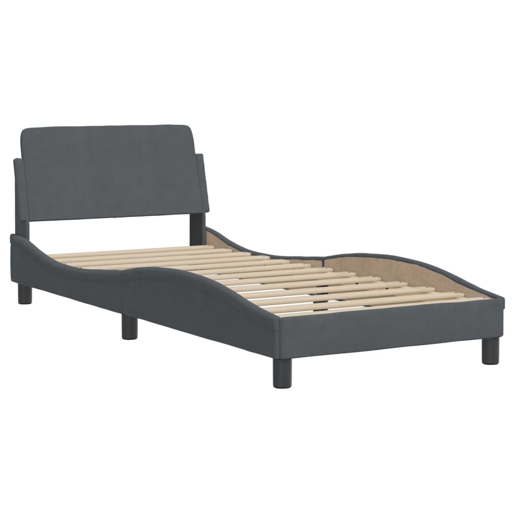 Bedframe met hoofdeinde fluweel donkergrijs 90x190 cm Bedden & bedframes | Creëer jouw Trendy Thuis | Gratis bezorgd & Retour | Trendy.nl