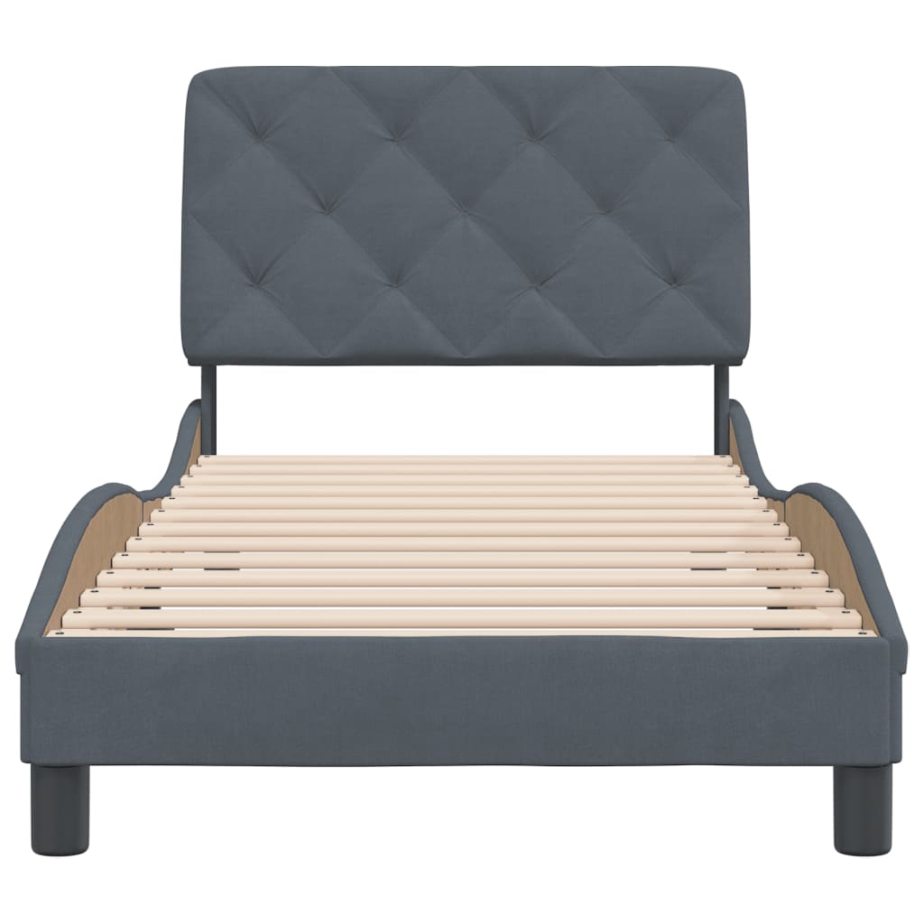 Bedframe met hoofdeinde fluweel donkergrijs 90x190 cm Bedden & bedframes | Creëer jouw Trendy Thuis | Gratis bezorgd & Retour | Trendy.nl