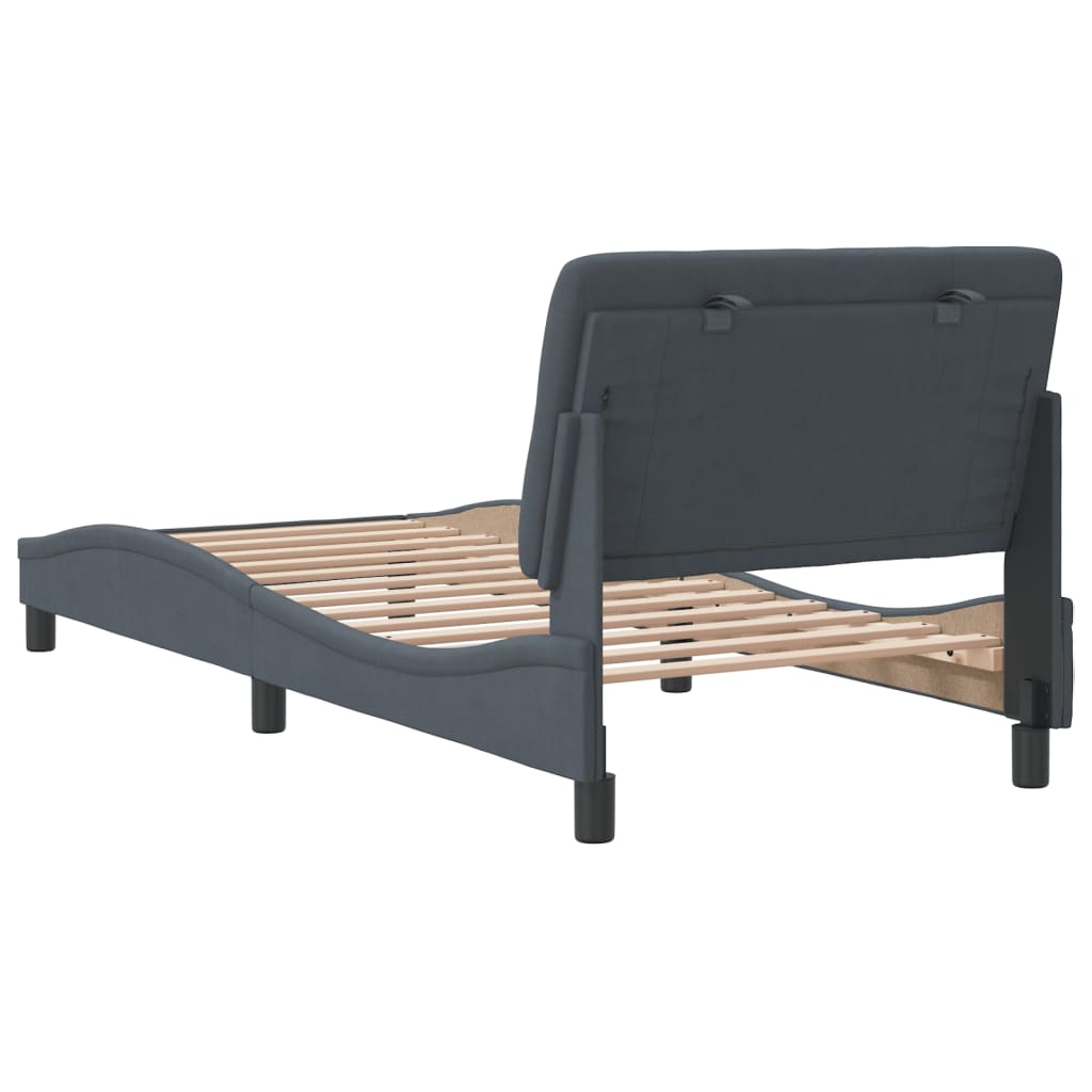 Bedframe met hoofdeinde fluweel donkergrijs 90x190 cm Bedden & bedframes | Creëer jouw Trendy Thuis | Gratis bezorgd & Retour | Trendy.nl