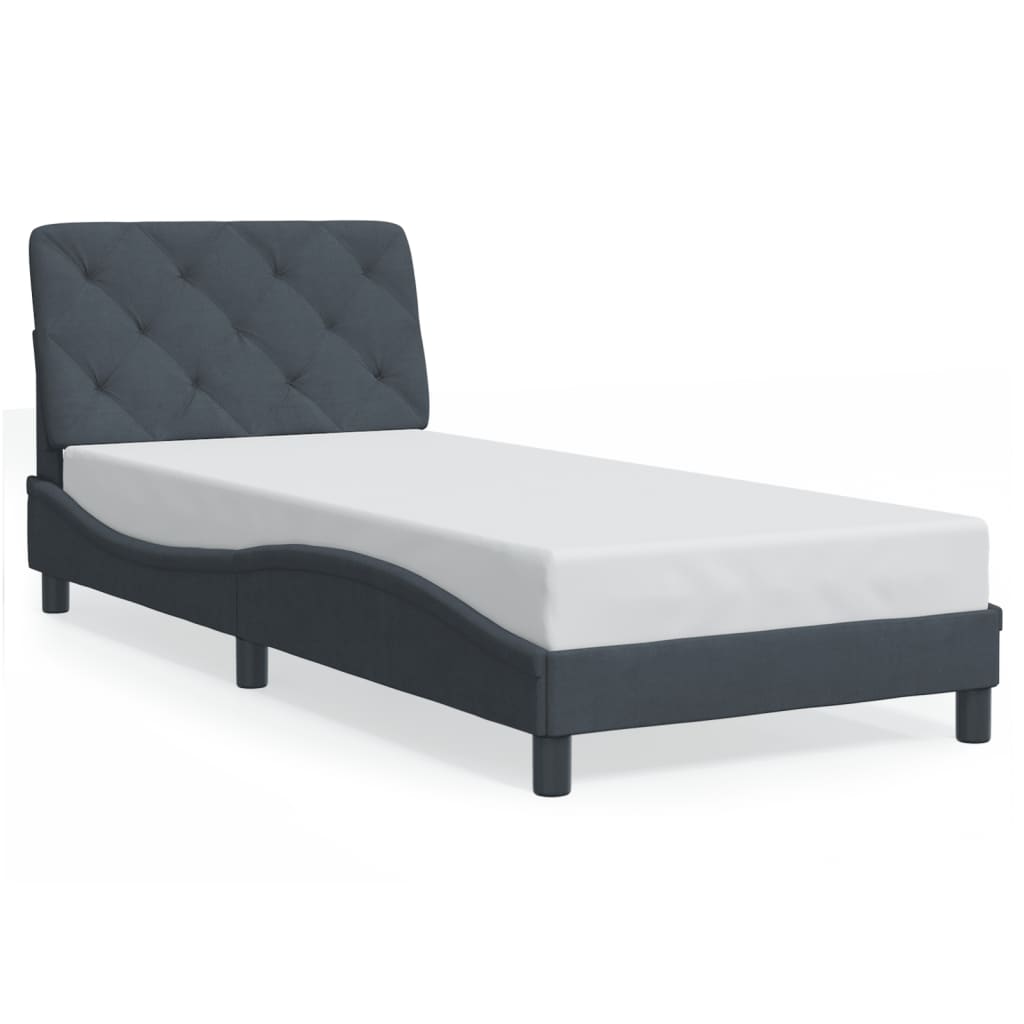 Bedframe met hoofdeinde fluweel donkergrijs 90x190 cm Bedden & bedframes | Creëer jouw Trendy Thuis | Gratis bezorgd & Retour | Trendy.nl