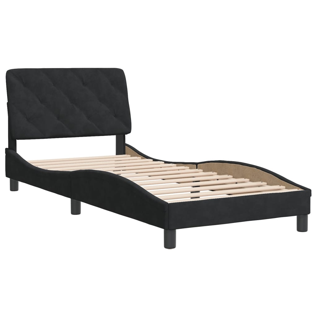 Bedframe met hoofdeinde fluweel zwart 90x190 cm Bedden & bedframes | Creëer jouw Trendy Thuis | Gratis bezorgd & Retour | Trendy.nl