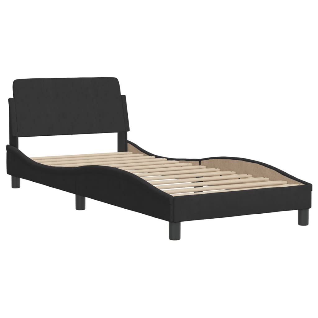 Bedframe met hoofdeinde fluweel zwart 90x190 cm Bedden & bedframes | Creëer jouw Trendy Thuis | Gratis bezorgd & Retour | Trendy.nl