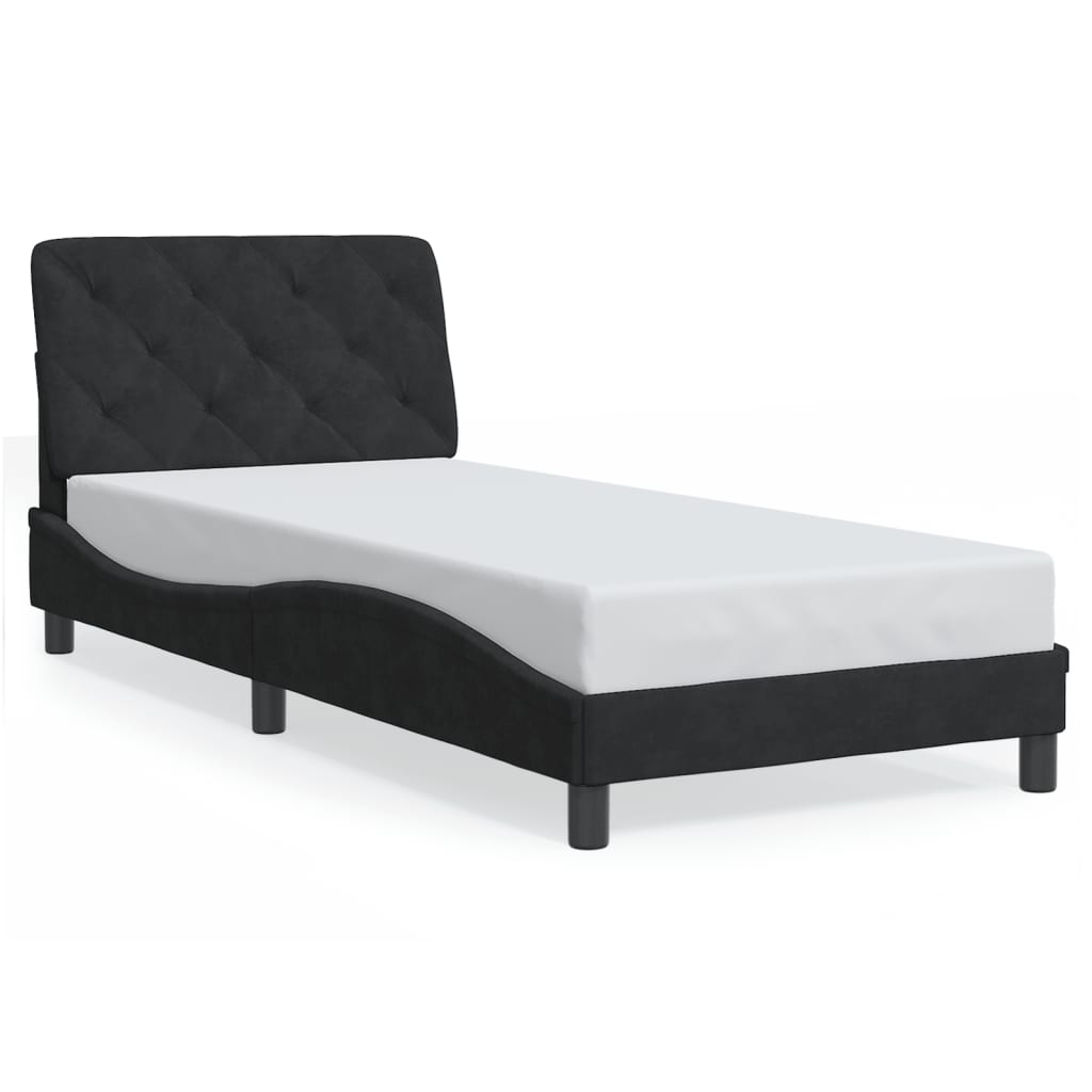 Bedframe met hoofdeinde fluweel zwart 90x190 cm Bedden & bedframes | Creëer jouw Trendy Thuis | Gratis bezorgd & Retour | Trendy.nl