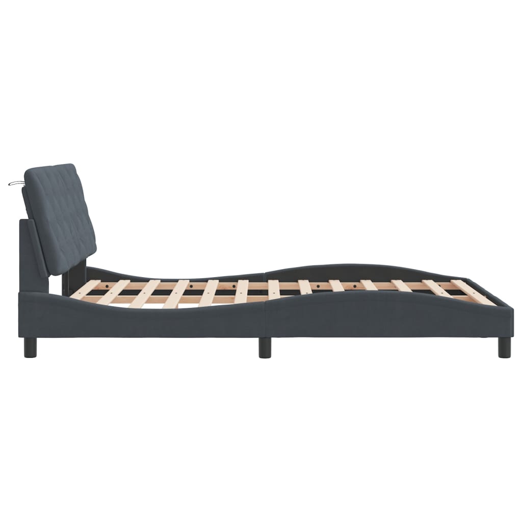 Bedframe met hoofdeinde fluweel donkergrijs 120x200 cm Bedden & bedframes | Creëer jouw Trendy Thuis | Gratis bezorgd & Retour | Trendy.nl