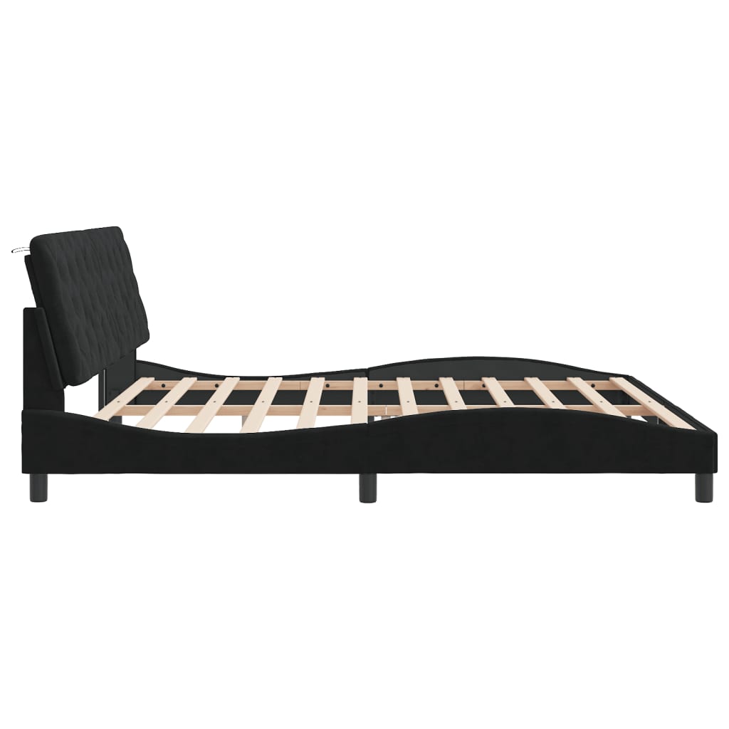 Bedframe zonder matras 200x200 cm fluweel zwart