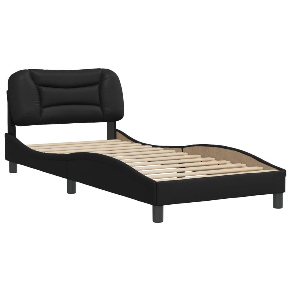 Bedframe met hoofdbord kunstleer zwart 90x190 cm Bedden & bedframes | Creëer jouw Trendy Thuis | Gratis bezorgd & Retour | Trendy.nl