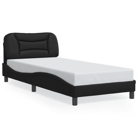 Bedframe met hoofdbord kunstleer zwart 90x190 cm Bedden & bedframes | Creëer jouw Trendy Thuis | Gratis bezorgd & Retour | Trendy.nl