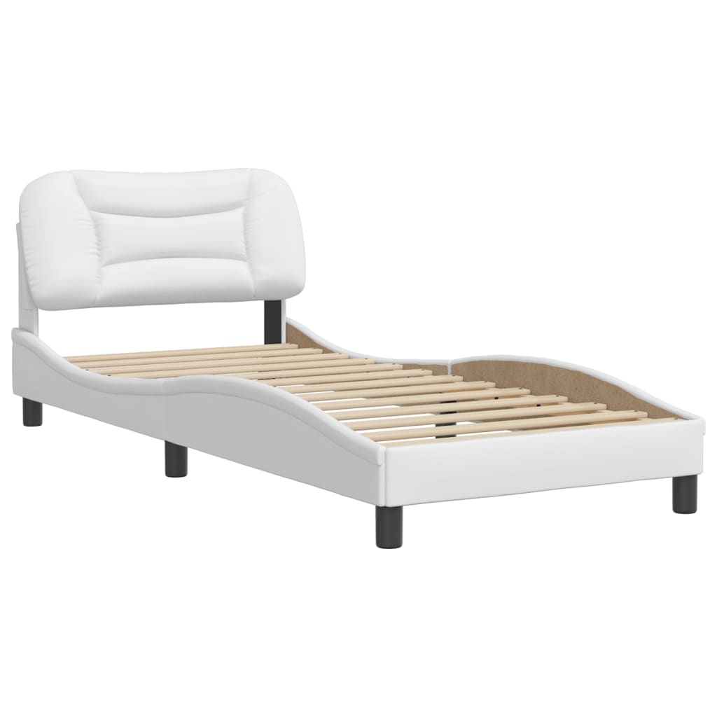 Bedframe met hoofdbord kunstleer wit 90x190 cm Bedden & bedframes | Creëer jouw Trendy Thuis | Gratis bezorgd & Retour | Trendy.nl