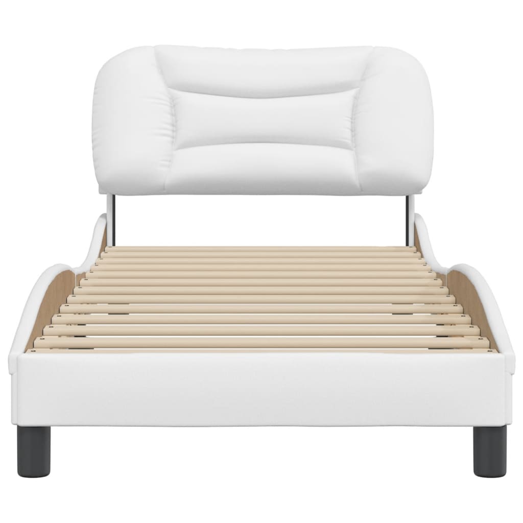 Bedframe met hoofdbord kunstleer wit 90x190 cm Bedden & bedframes | Creëer jouw Trendy Thuis | Gratis bezorgd & Retour | Trendy.nl