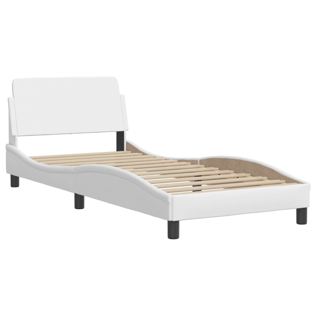 Bedframe met hoofdbord kunstleer wit 90x190 cm Bedden & bedframes | Creëer jouw Trendy Thuis | Gratis bezorgd & Retour | Trendy.nl