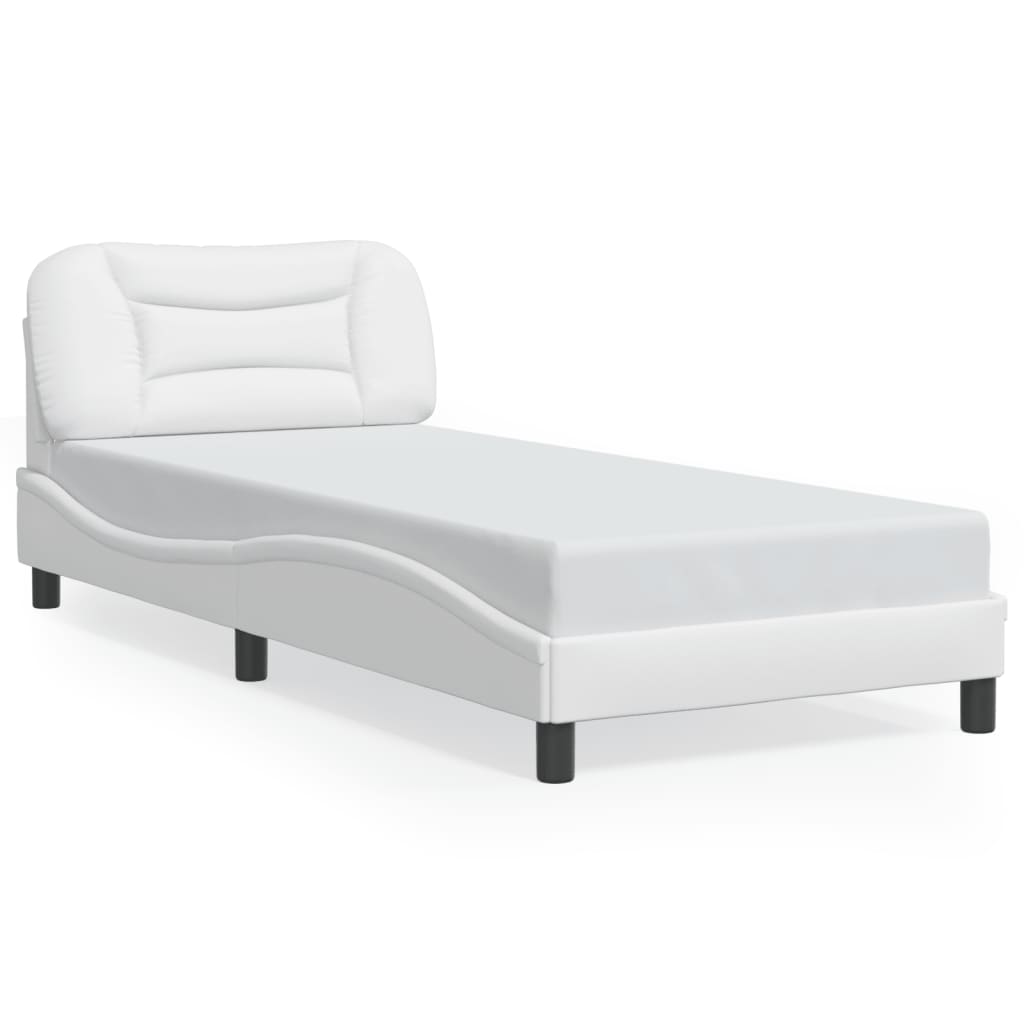 Bedframe met hoofdbord kunstleer wit 90x190 cm Bedden & bedframes | Creëer jouw Trendy Thuis | Gratis bezorgd & Retour | Trendy.nl