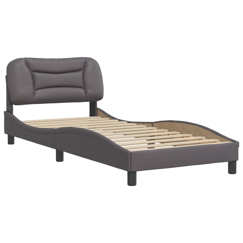 Bedframe met hoofdbord kunstleer grijs 90x190 cm Bedden & bedframes | Creëer jouw Trendy Thuis | Gratis bezorgd & Retour | Trendy.nl