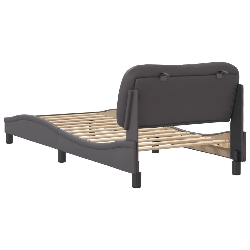 Bedframe met hoofdbord kunstleer grijs 90x190 cm Bedden & bedframes | Creëer jouw Trendy Thuis | Gratis bezorgd & Retour | Trendy.nl