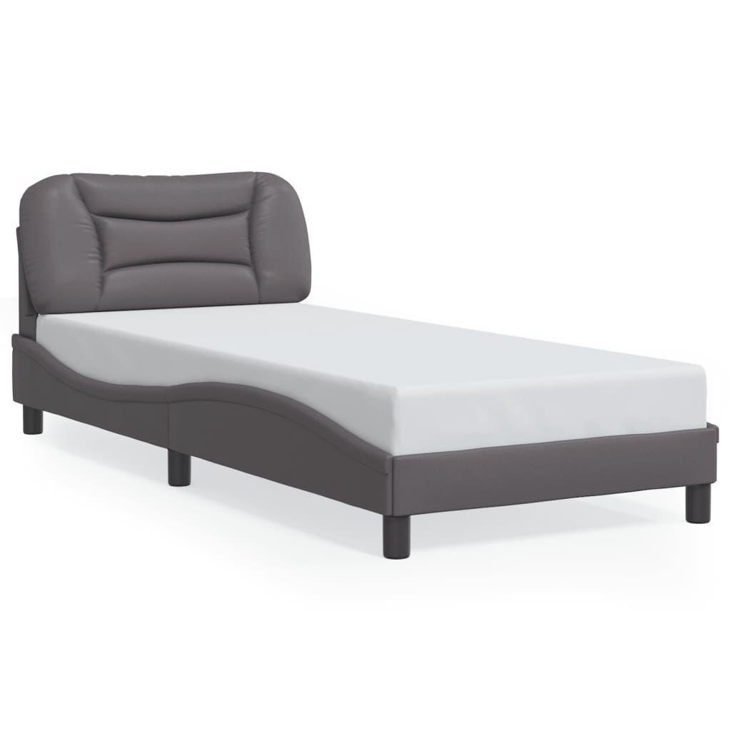 Bedframe met hoofdbord kunstleer grijs 90x190 cm Bedden & bedframes | Creëer jouw Trendy Thuis | Gratis bezorgd & Retour | Trendy.nl