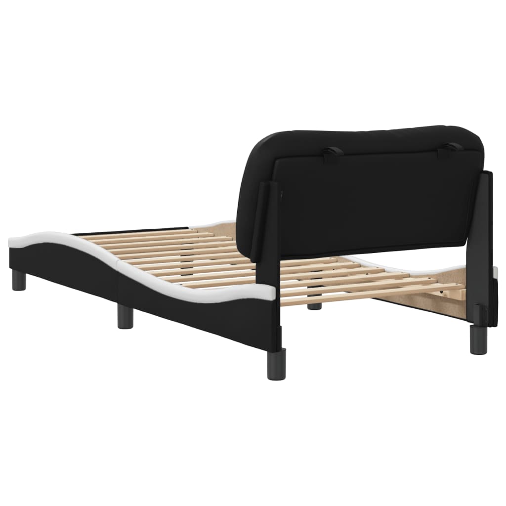 Bedframe met hoofdbord kunstleer zwart en wit 90x190 cm Bedden & bedframes | Creëer jouw Trendy Thuis | Gratis bezorgd & Retour | Trendy.nl