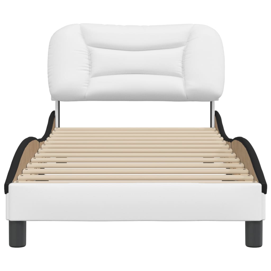 Bedframe met hoofdbord kunstleer zwart en wit 90x190 cm Bedden & bedframes | Creëer jouw Trendy Thuis | Gratis bezorgd & Retour | Trendy.nl